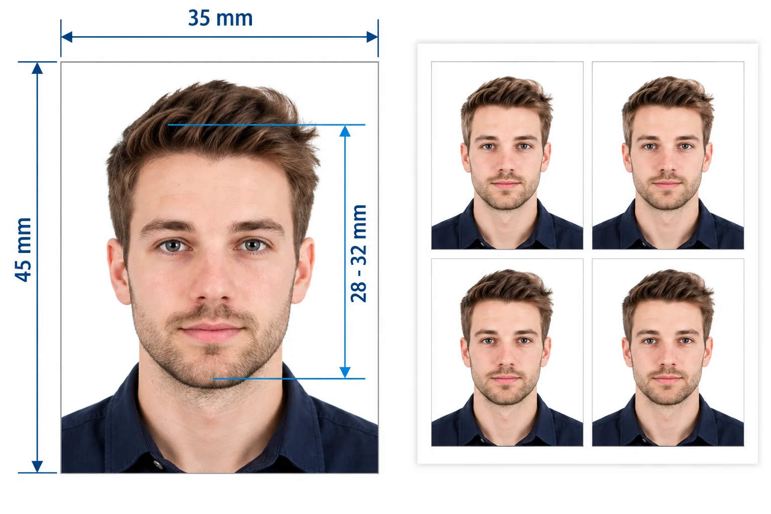 Converting a portrait picture to passport size with an online converter