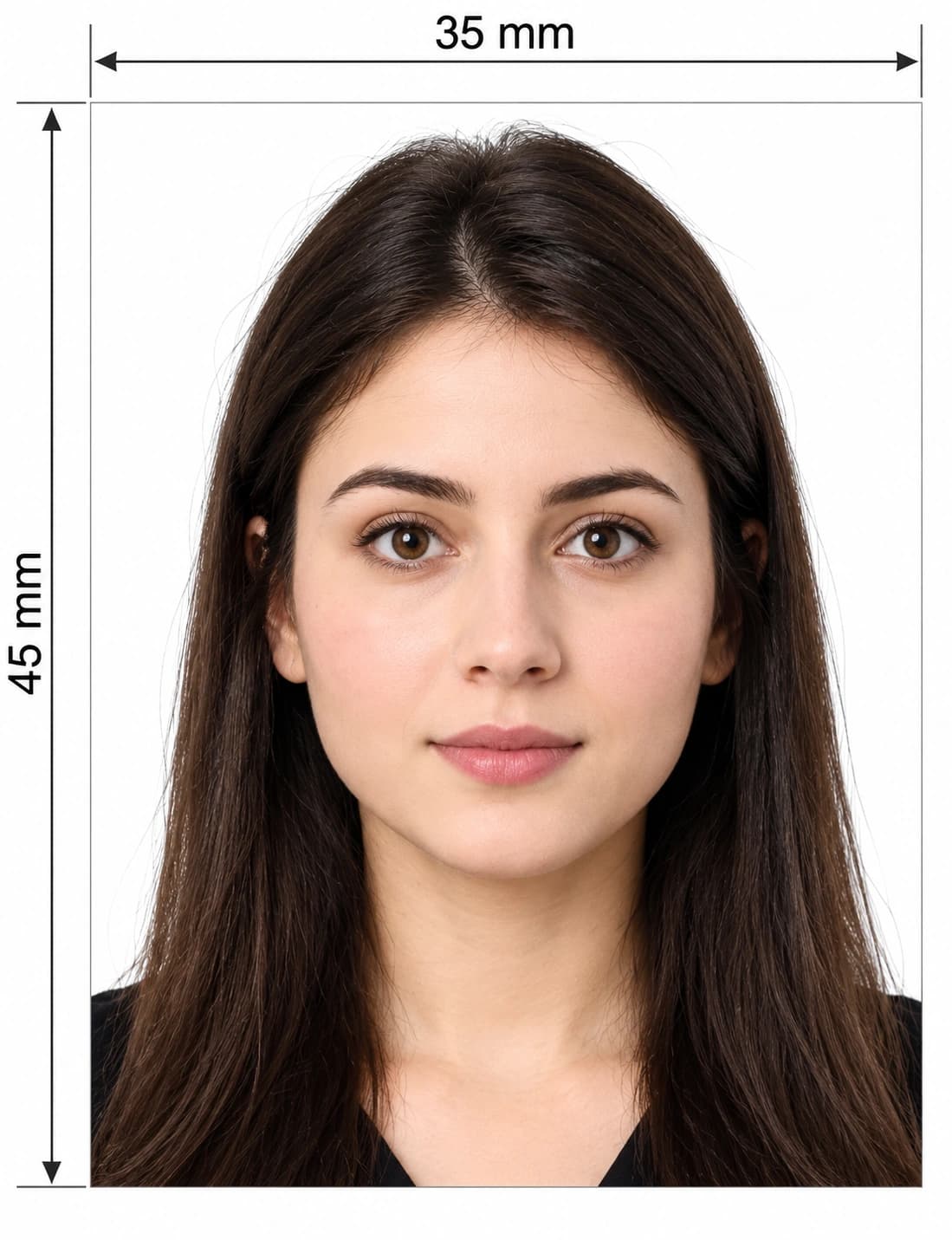 UK driving licence photo with plain light grey background, 35×45 mm