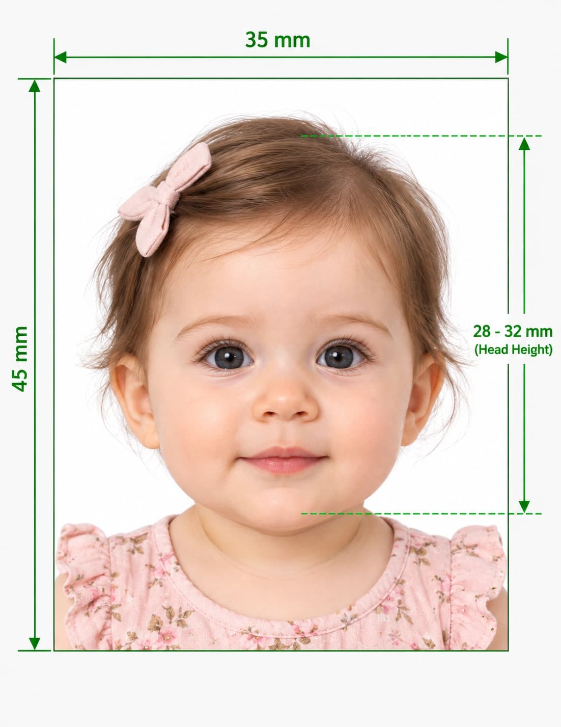 UK baby passport photo 35×45 mm meeting HMPO infant standards