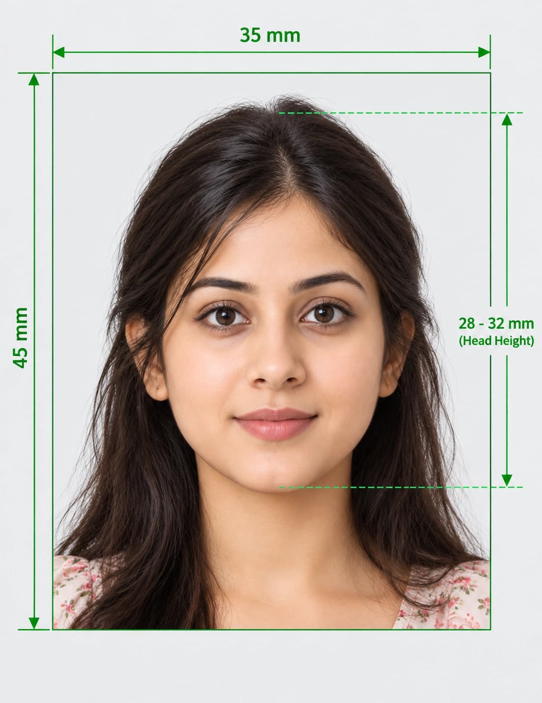 ICAO compliant Indian passport size photo 35×45 mm with white background