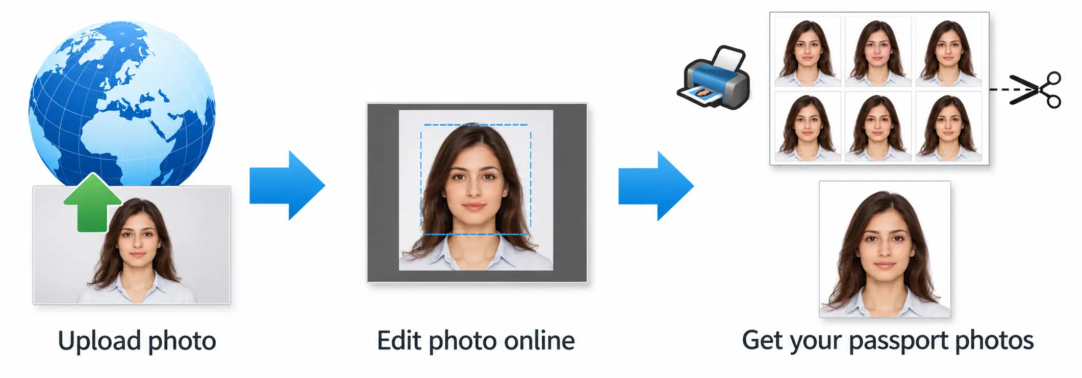 British passport picture 35×45 mm with plain light grey background